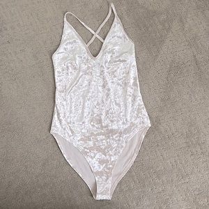 Crushed Velvet bodysuit Cream Beige Ivory